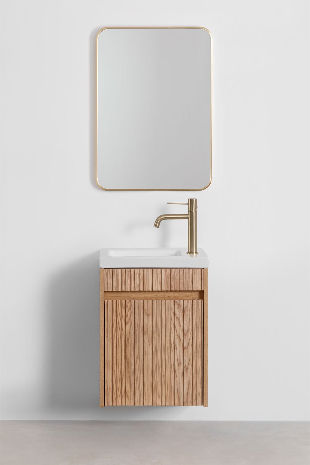 Conjunto de Muebles de Baño Madera de Fresno con Lavabo Integrado Narek, imagen de galería 2