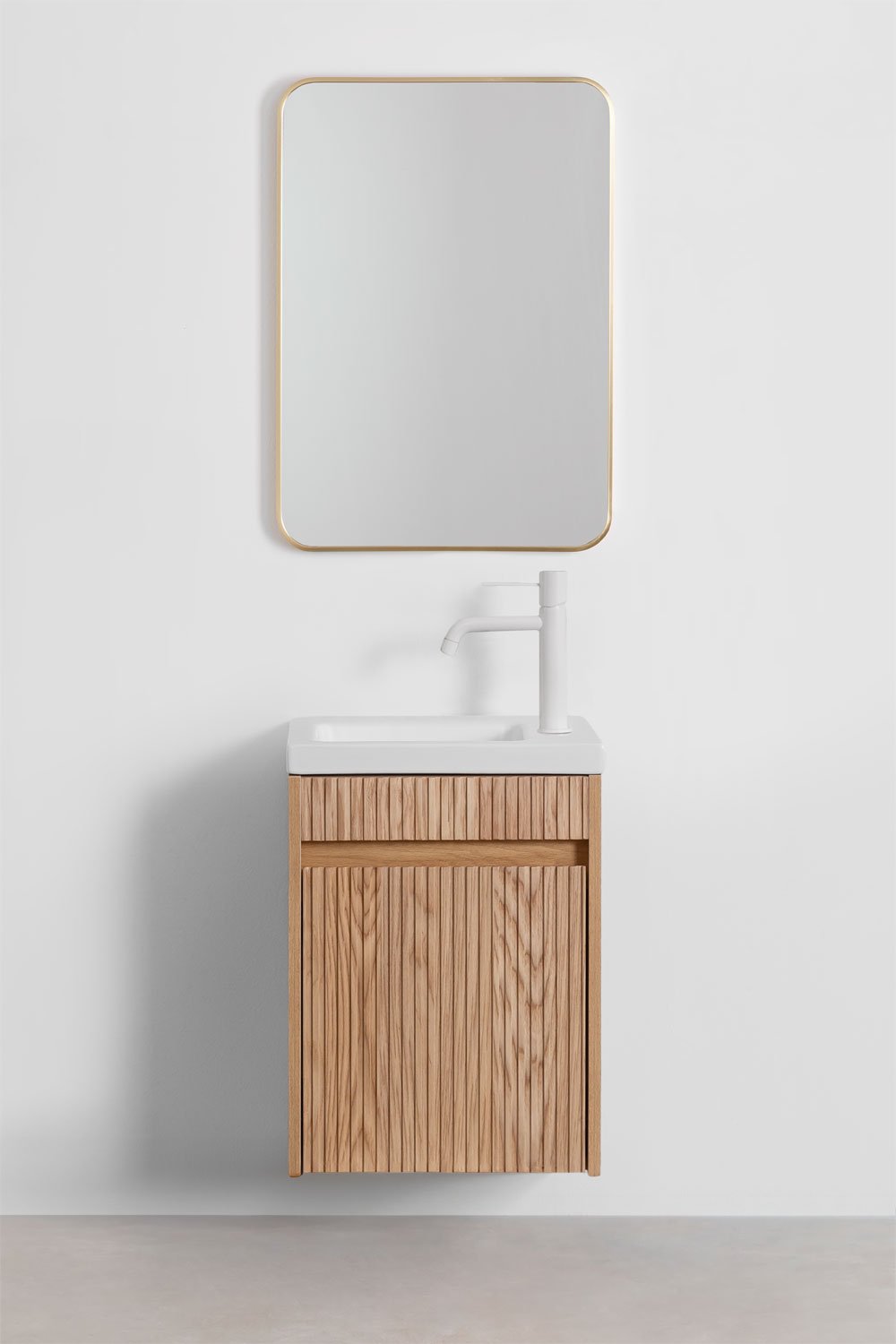 Conjunto de Mueble de Baño Madera de Fresno con Lavabo Integrado Narek , imagen de galería 2