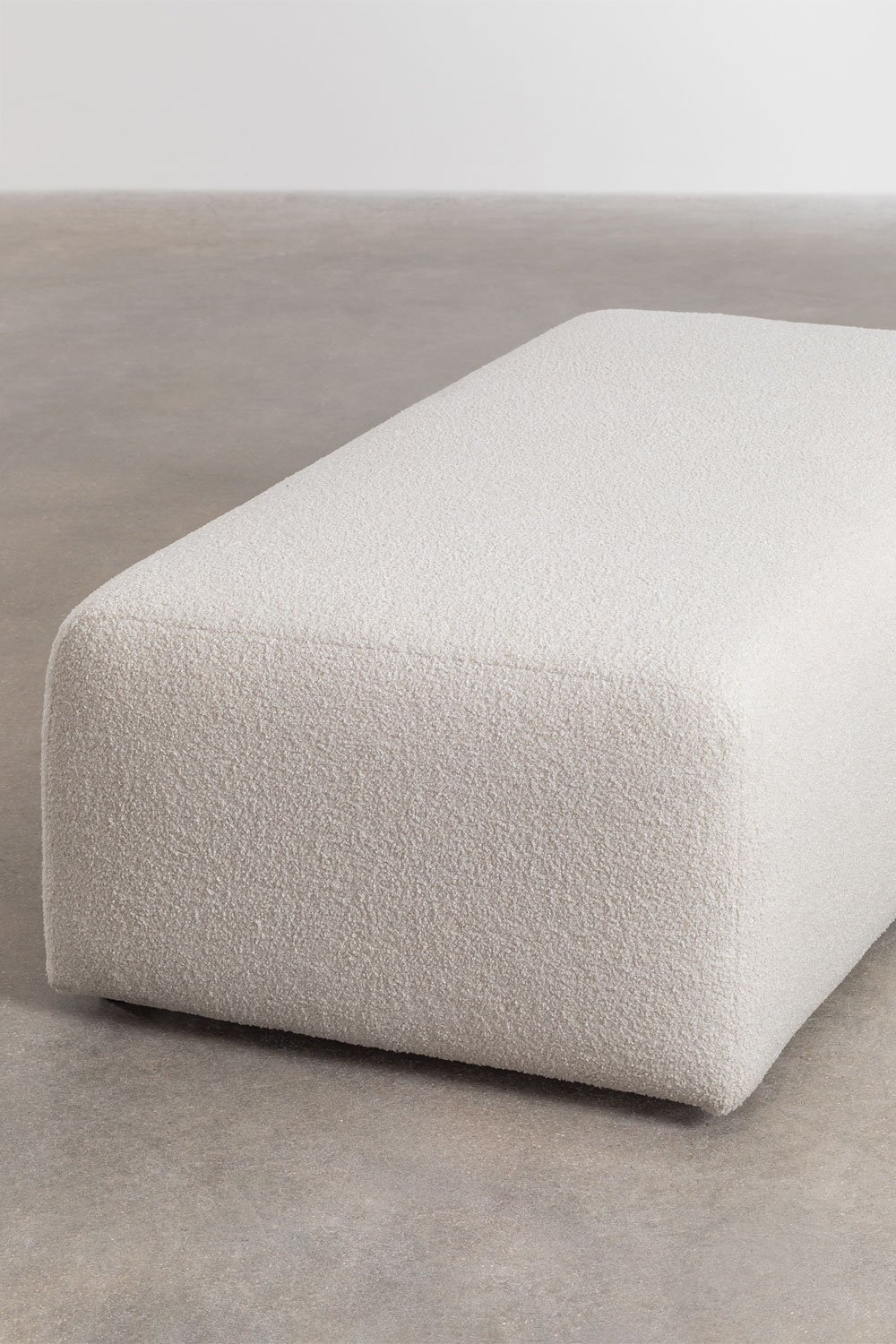 Sofá modular chaise longue izquierdo de 4 piezas con 2 puffs en borreguito Borjan, imagen de galería 13