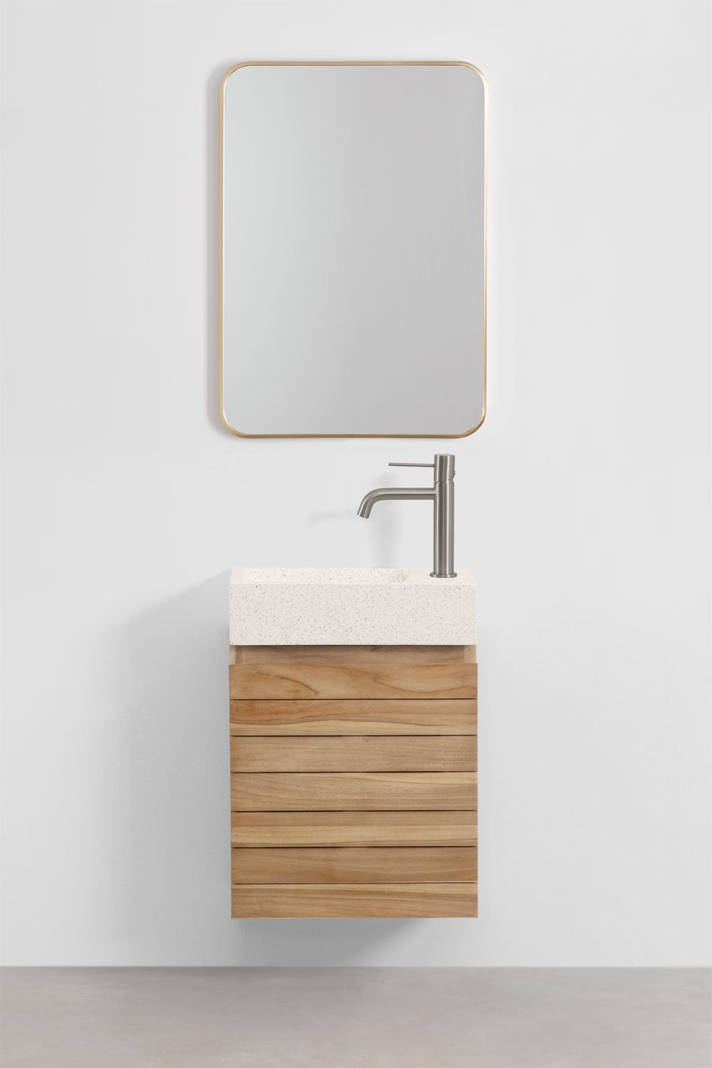 Conjunto de mueble de baño en madera de teca con lavabo integrado en cemento Napier , imagen de galería 2