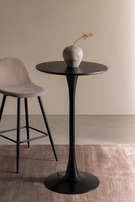 Mesa alta redonda en MDF y metal (Ø60 cm) Ivet Style