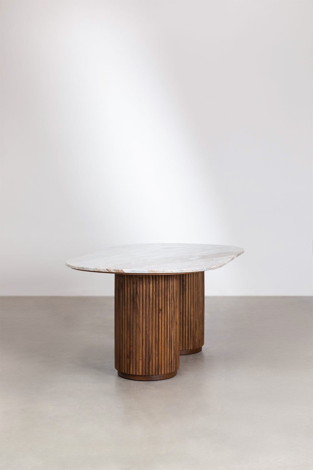 Mesa de comedor ovalada 200x100 cm en piedra natural y madera de mango Giselda, imagen de galería 4