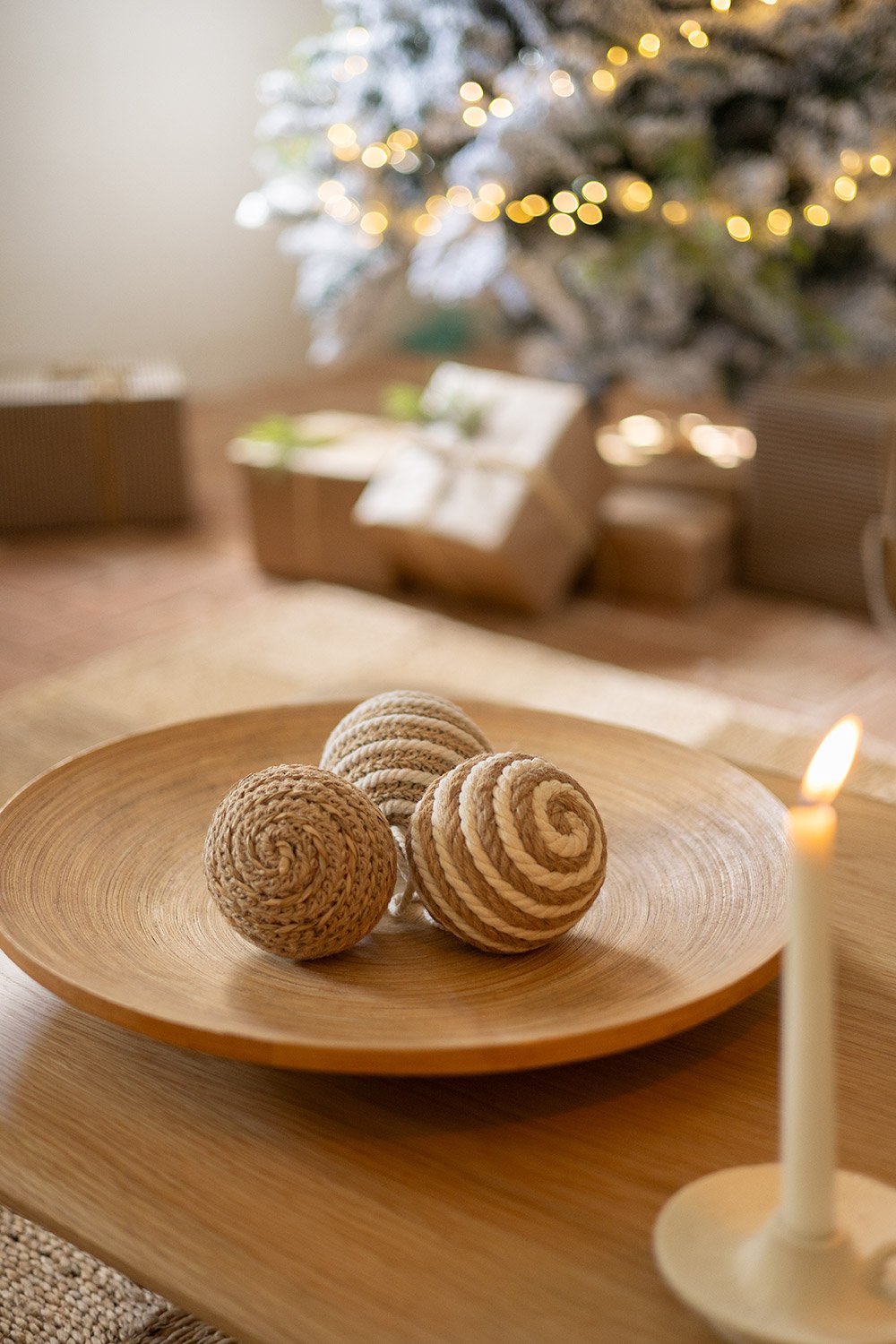 Set de 3 adornos de Navidad en cuerda trenzada Nevor, imagen de galería 1