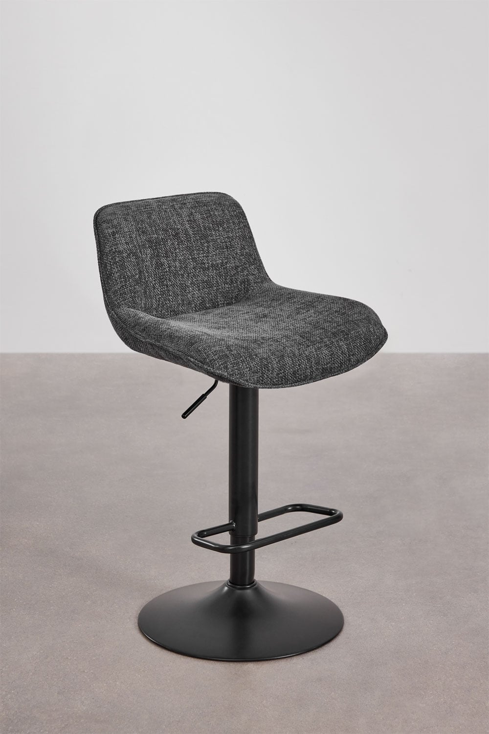 Pack de 2 taburetes altos regulables con respaldo en tela gris y pata negra Igarasi, imagen de galer&iacute;a 5