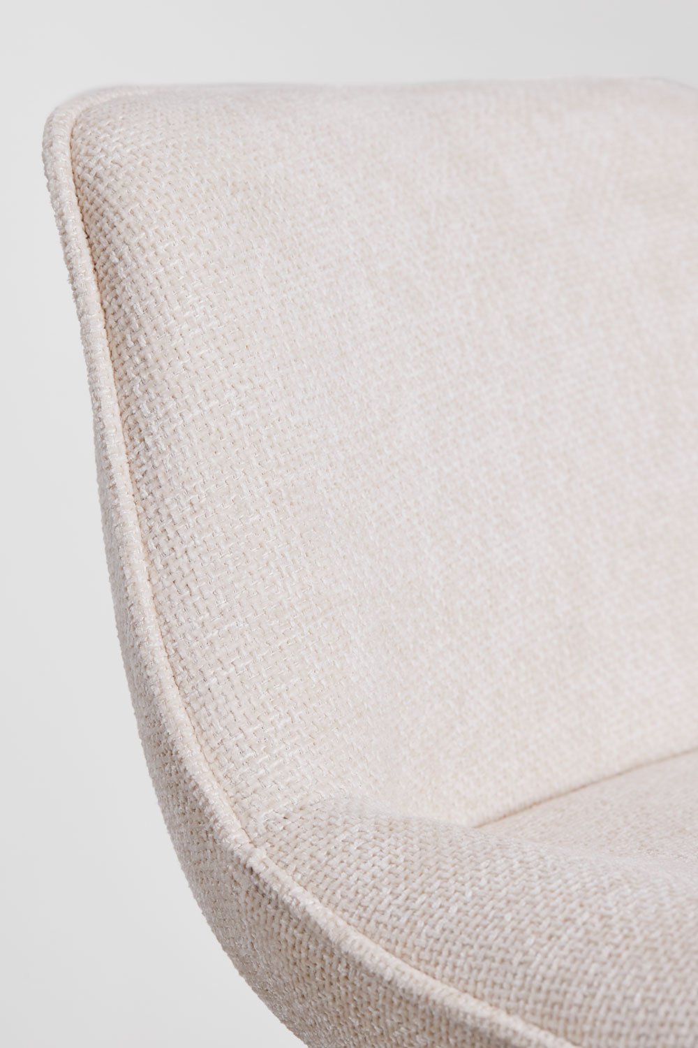 Pack de 4 taburetes altos regulables con respaldo en tela beige tapioca y pata blanca Igarasi, imagen de galería 7