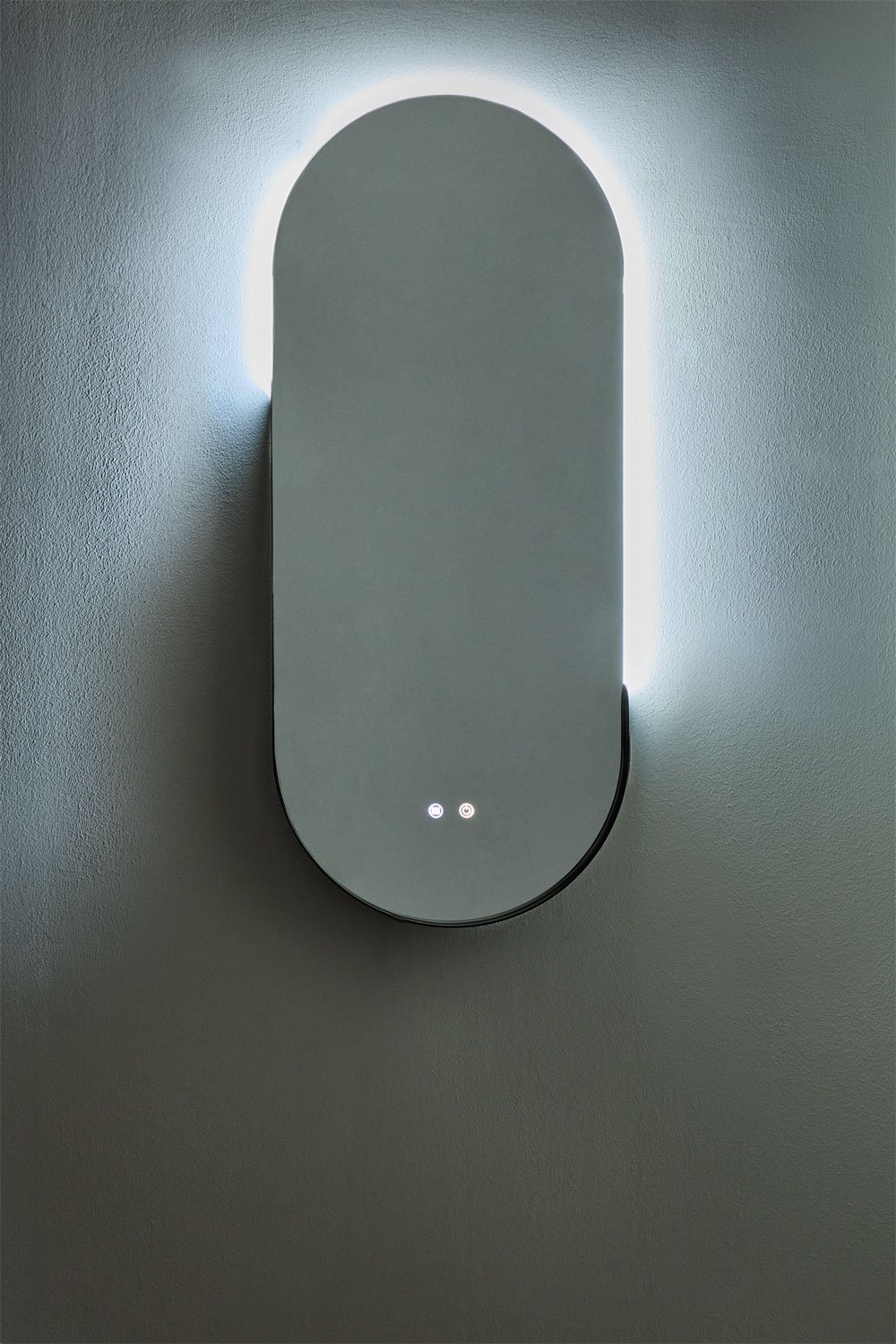 Espejo de pared ovalado para baño con luz LED y antivaho (45x105 cm) Vacson, imagen de galería 2