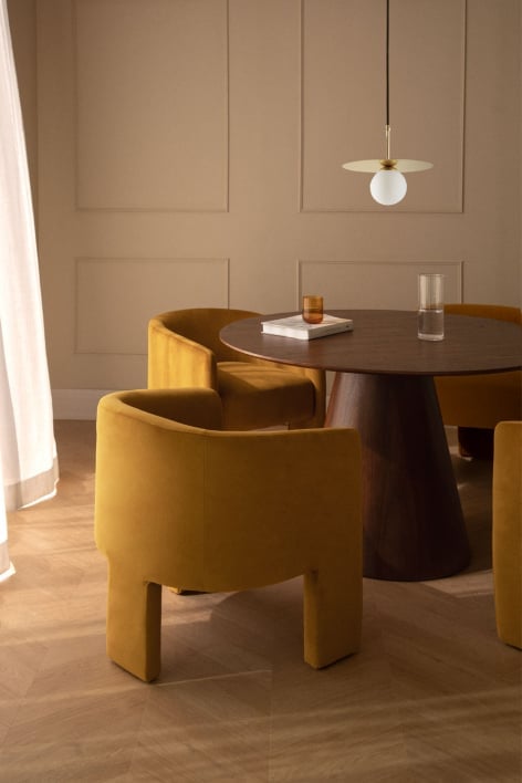 Mesa de comedor redonda en madera Aura