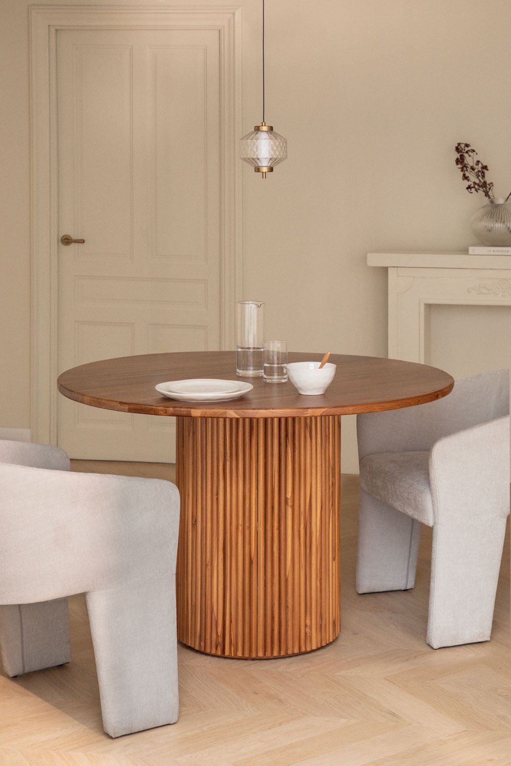 Mesa de Comedor Redonda en Madera de Teca (Ø120 cm) Randall Mate, imagen de galería 1