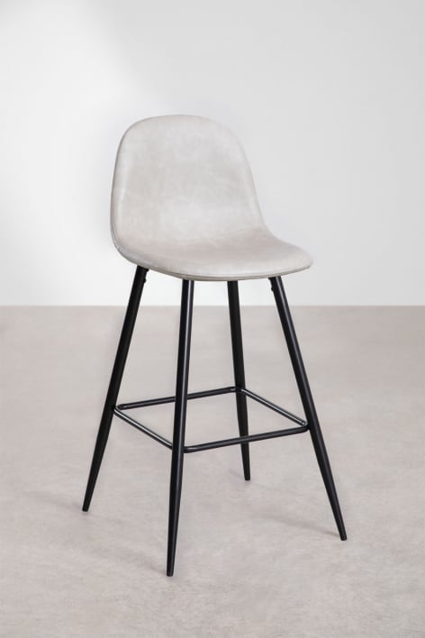 Taburete alto 75 cm en polipiel gris topo claro y patas negras Glamm - Gris Topo Claro