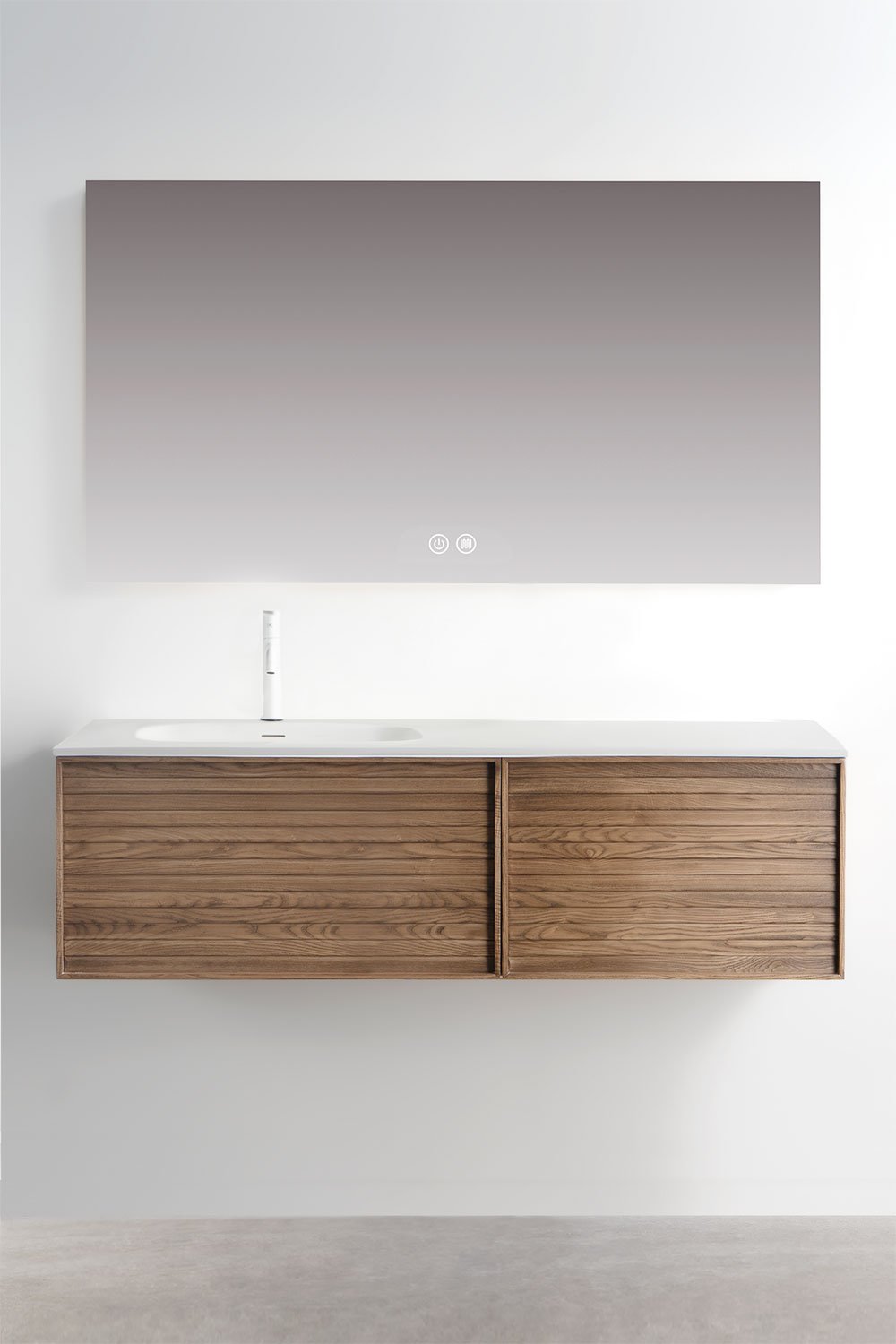 Conjunto de mueble de baño en madera con lavabo integrado Solea, imagen de galería 1