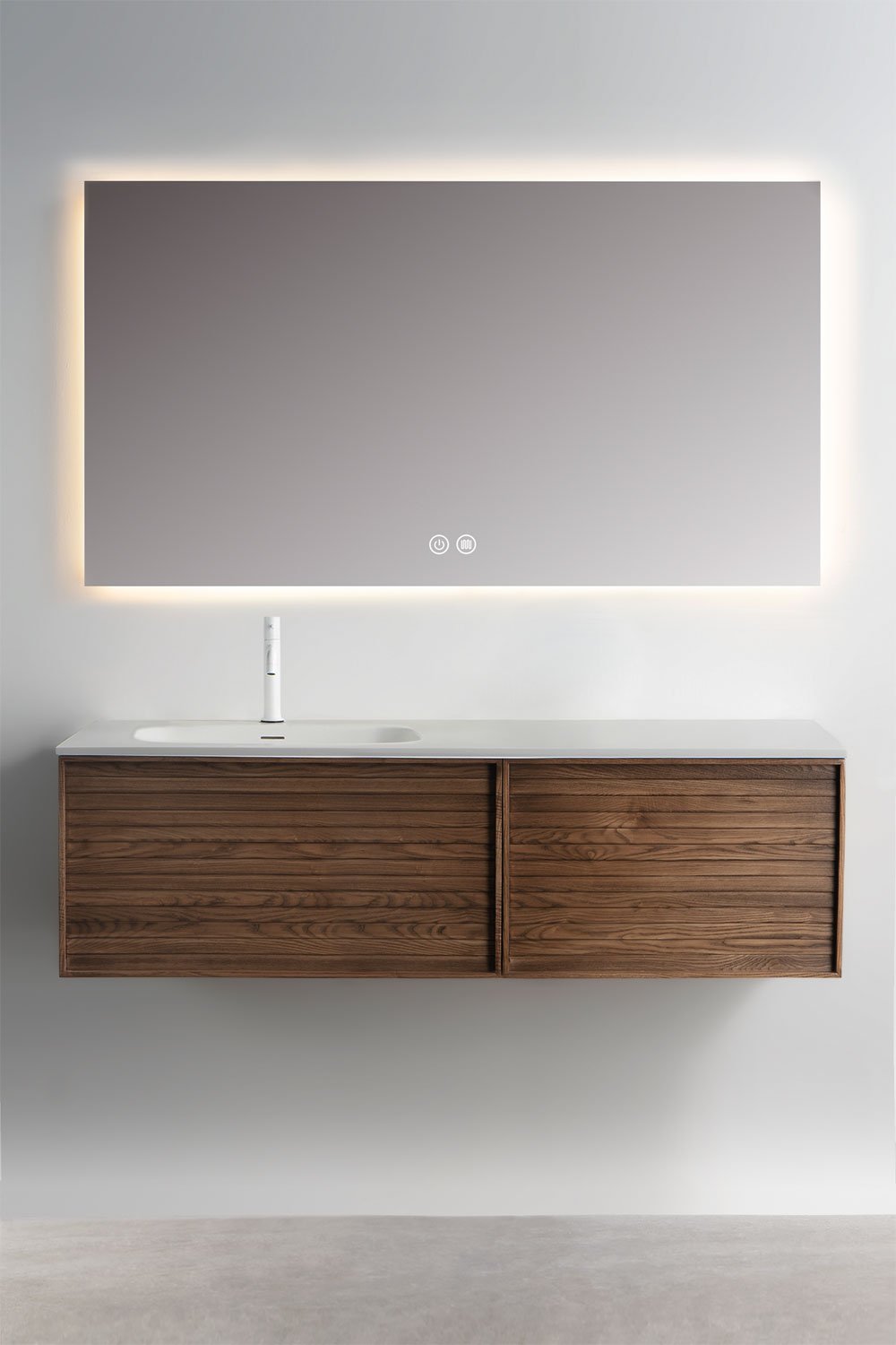 Conjunto de mueble de baño en madera con lavabo integrado Solea, imagen de galería 2