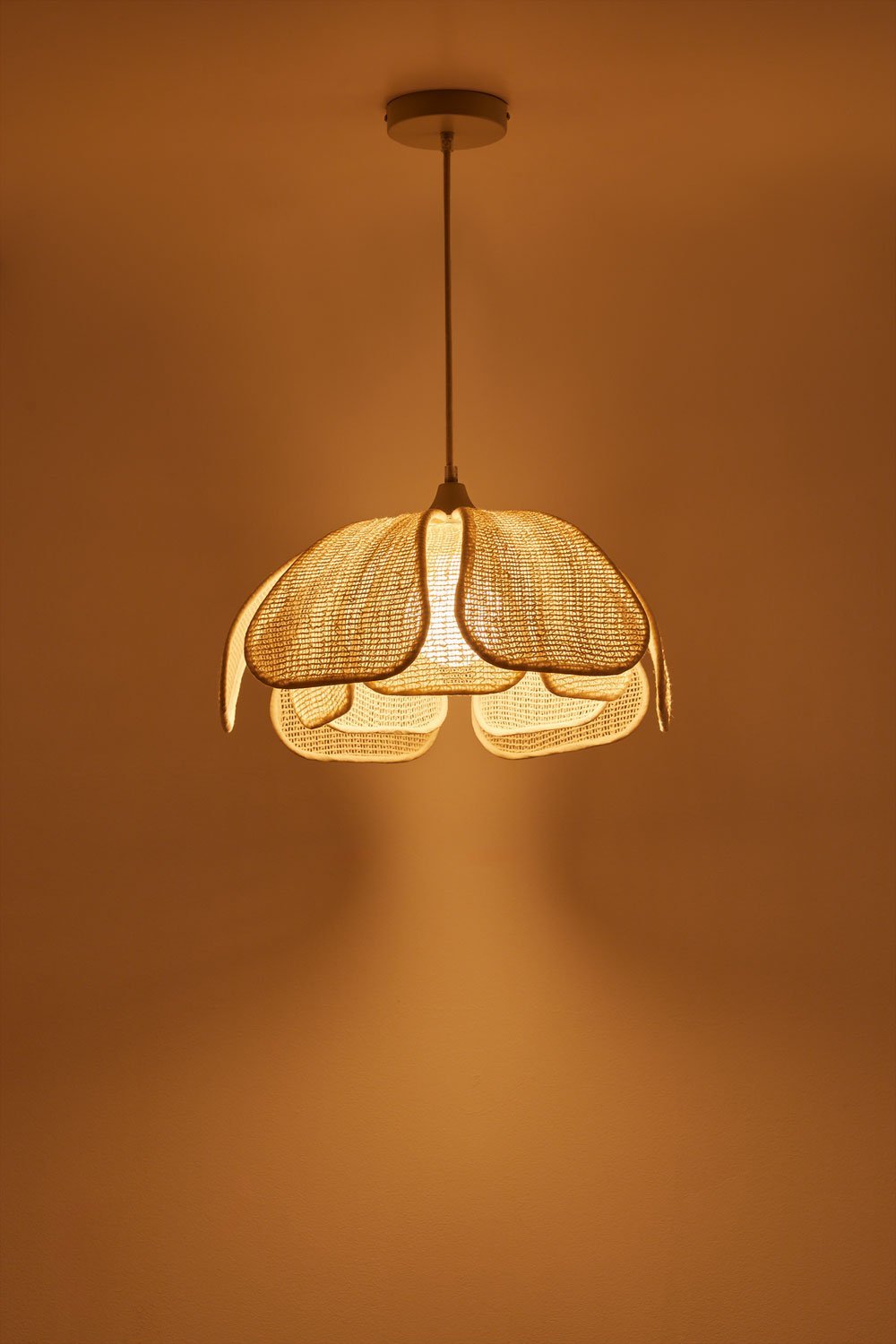 Lámpara de techo Ø50 cm en lino y algodón beige crema Vidson, imagen de galería 4