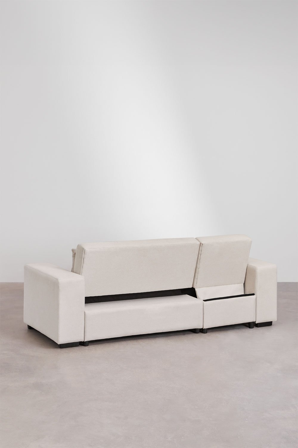 Sofá cama chaise longue izquierdo de 3 plazas en tela Umay, imagen de galería 10