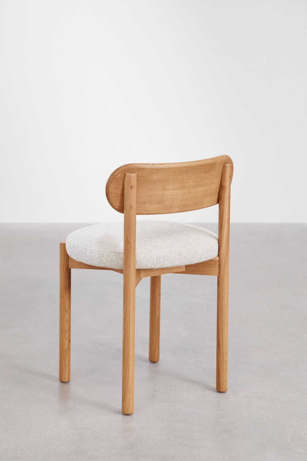 Silla de comedor en madera de roble natural y chenilla blanco roto Bianca, imagen de galería 5