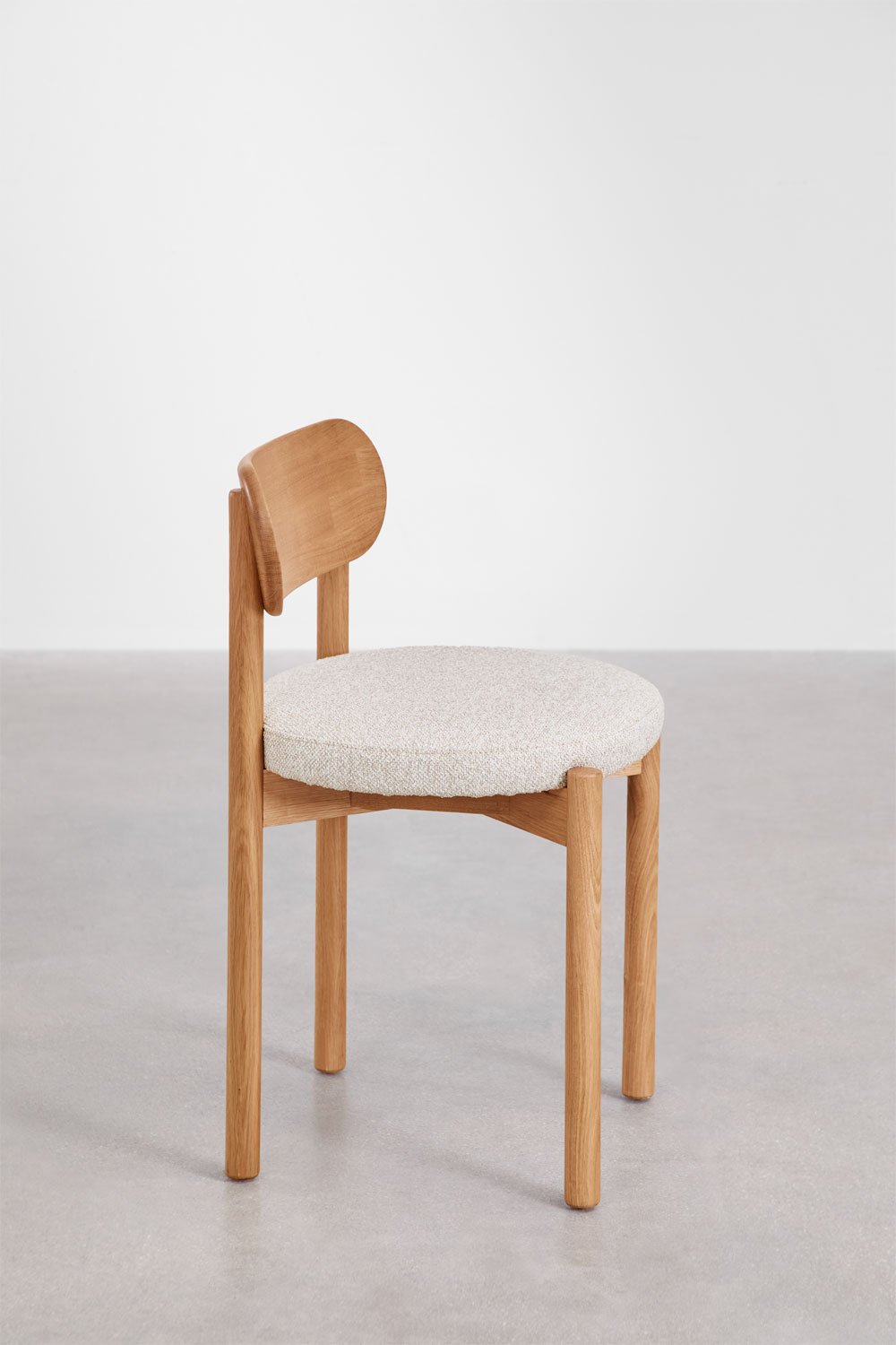 Pack de 4 sillas de comedor en madera de roble natural y chenilla blanco roto Bianca, imagen de galería 4