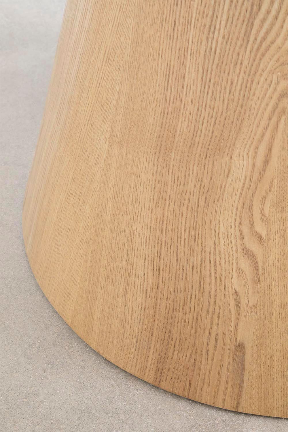 Set de mesa redonda Ø120 cm en chapa de fresno Aura y 4 sillas de comedor en madera y tela bouclé Lucca, imagen de galería 4