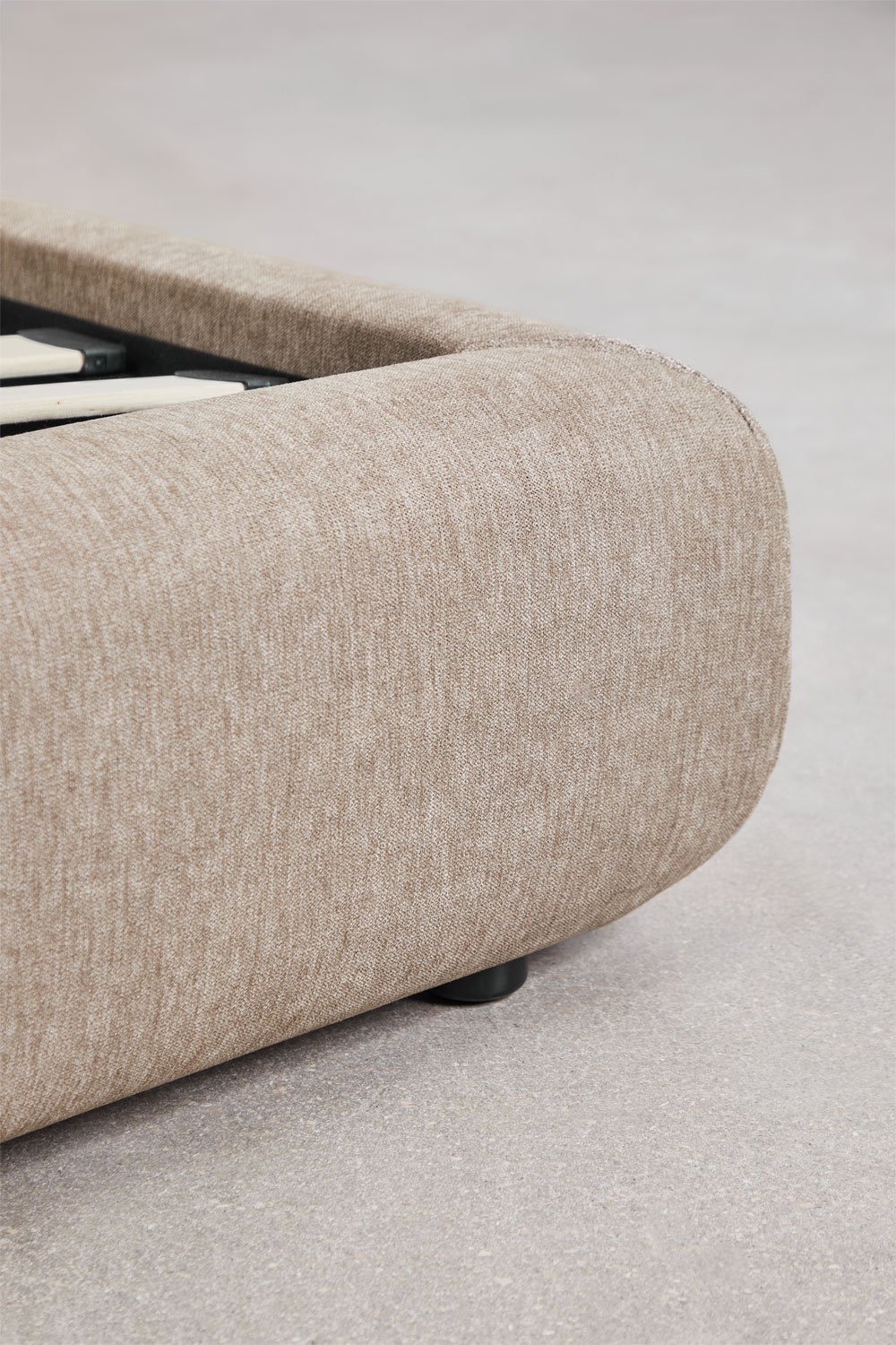Cama para colchón 160x200cm con canapé abatible en tela marrón arena Norena, imagen de galería 6