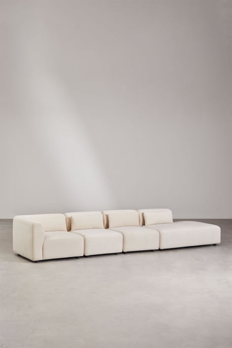 Sofá modular esquinero de 4 piezas con diván derecho Fogler - Pana Beige Lino