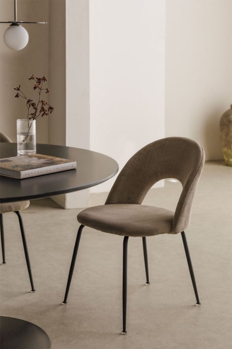 Silla de comedor en pana Glorys - Gris Topo Claro