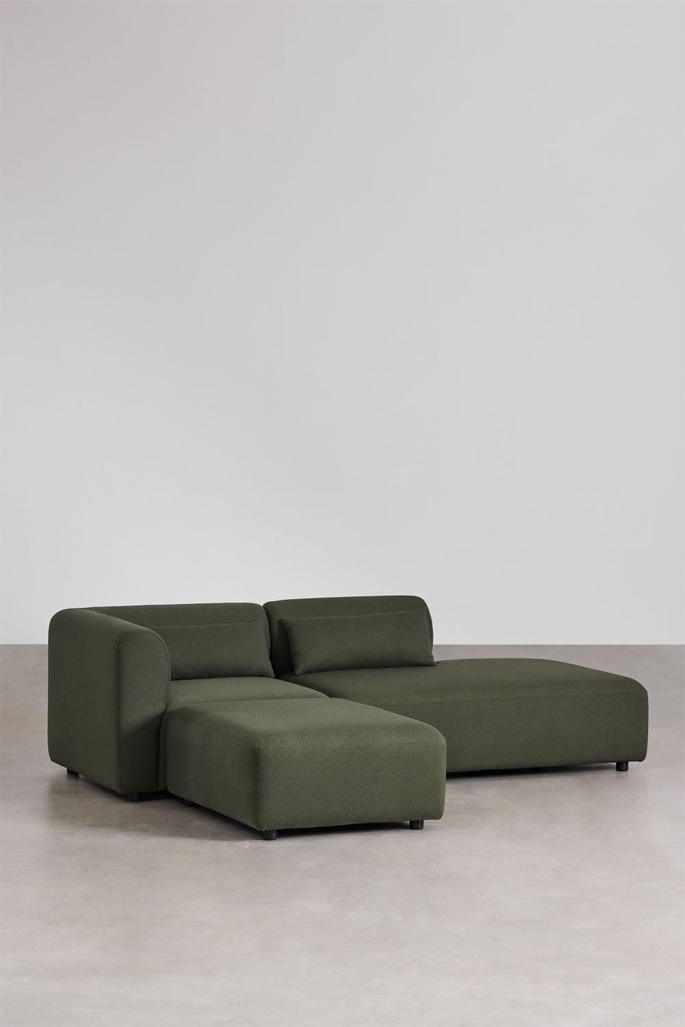 Sofá modular esquinero de 2 piezas con diván derecho y puff Fogler, imagen de galería 1