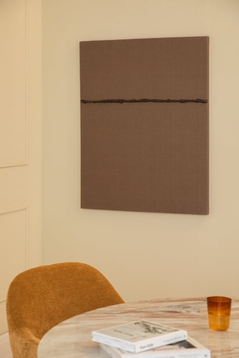 Lienzo decorativo pintado a mano sobre lino con relieve de escayola (80x100 cm) Eliciaro