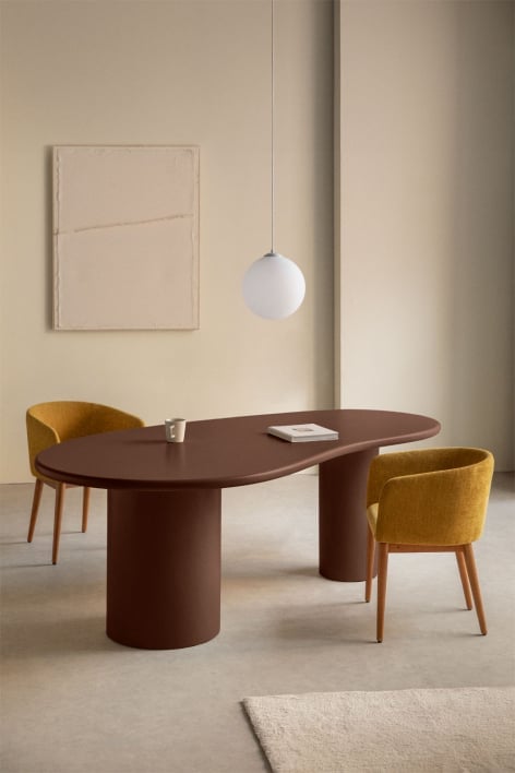 Mesa de comedor ovalada en MDF (220x115 cm) Billie - Marrón Café