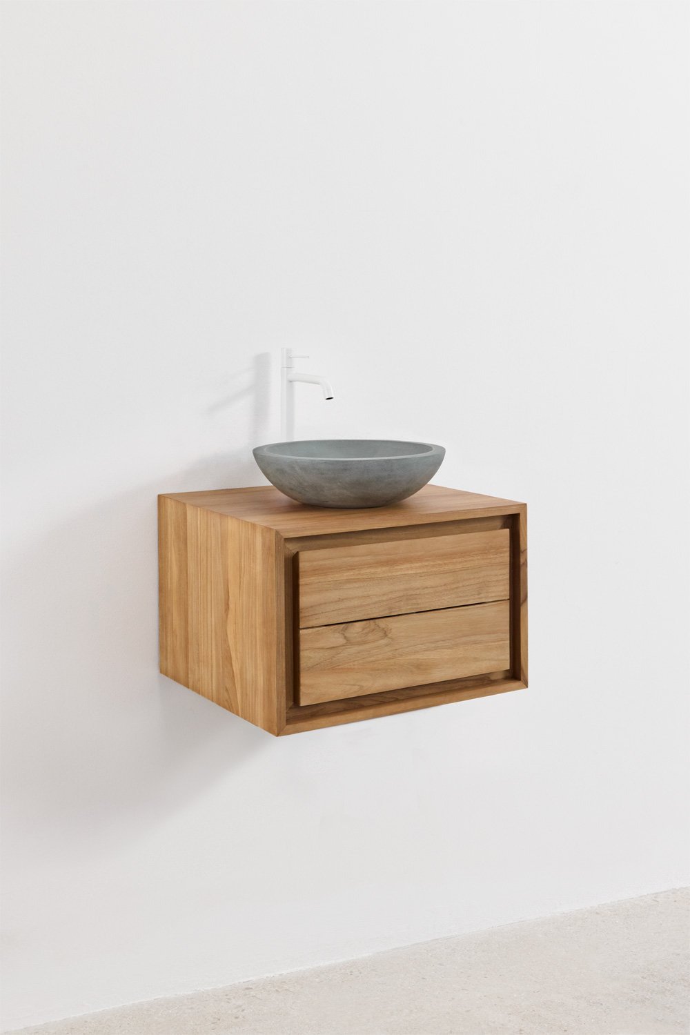 Conjunto de mueble de baño en madera de teca Jabari, imagen de galería 2