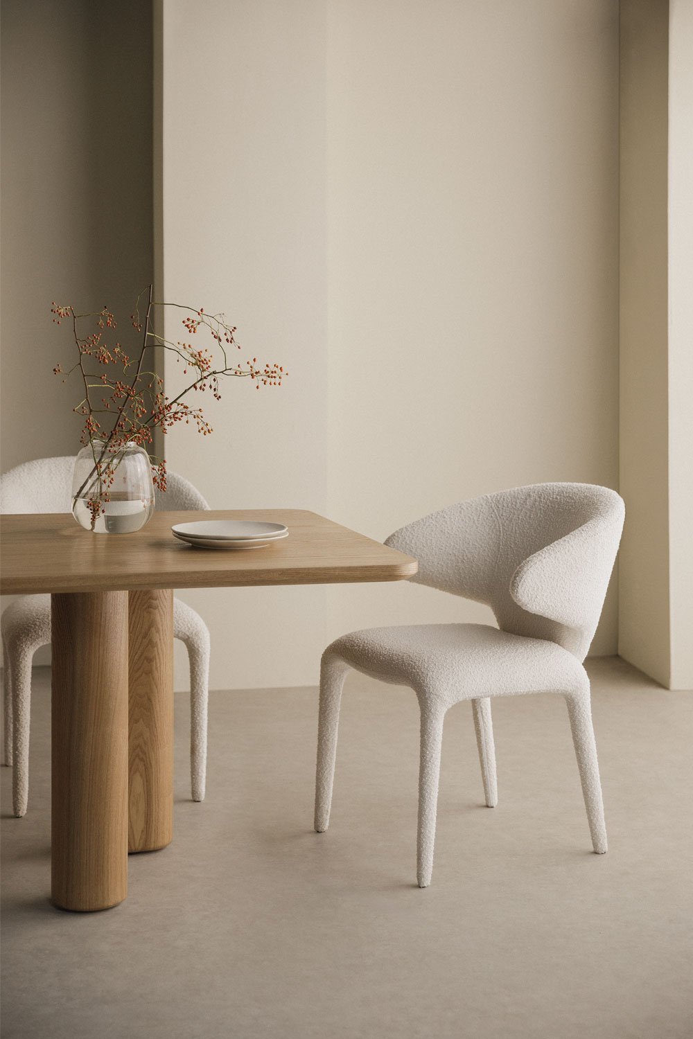 Silla de comedor en tela bouclé Arnoia, imagen de galería 1