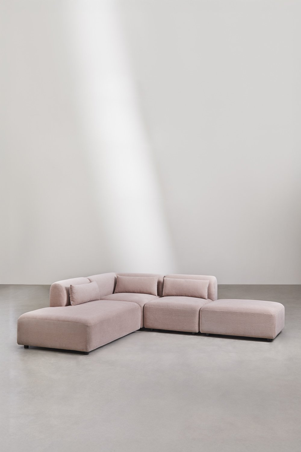 Sofá modular esquinero de 3 piezas con diván izquierdo y puff Fogler, imagen de galería 1