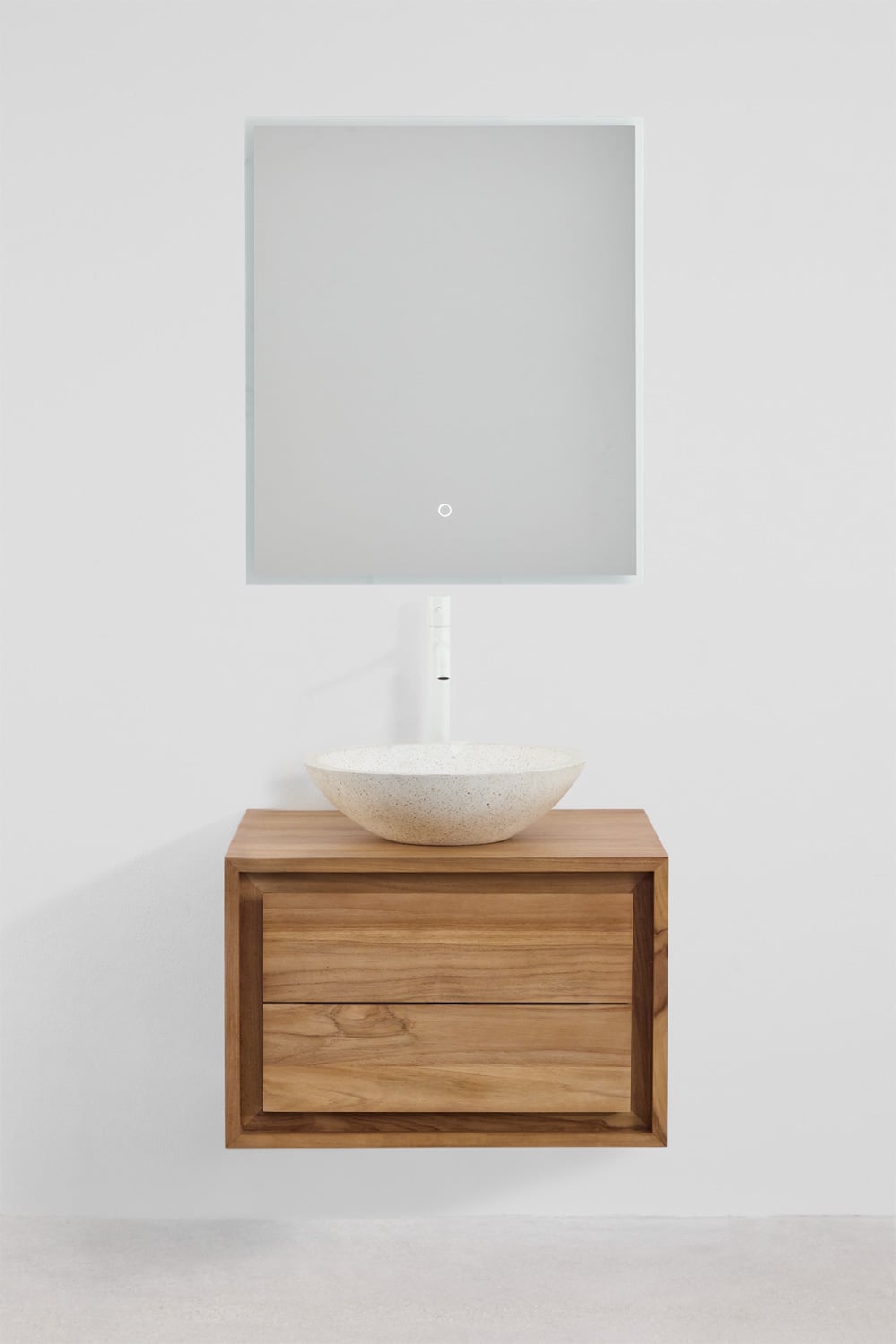 Conjunto de mueble de baño suspendido en madera de teca Jabari, imagen de galer&iacute;a 2