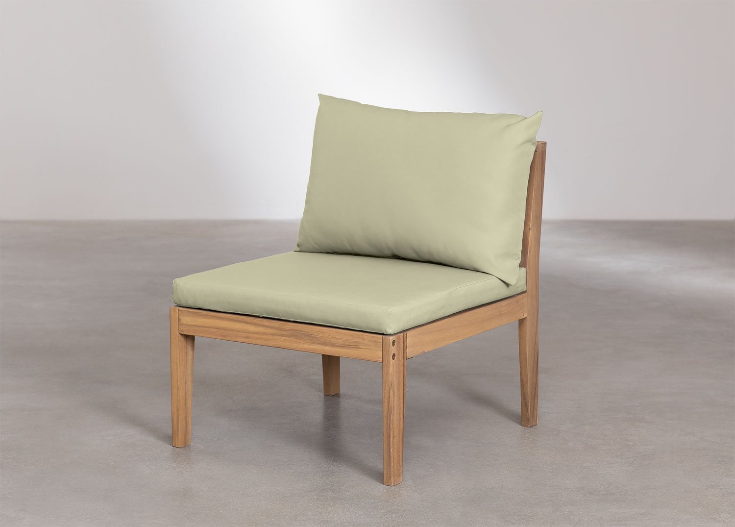 Módulo central para sofá modular de jardín en madera de acacia Filips, imagen de galería 1