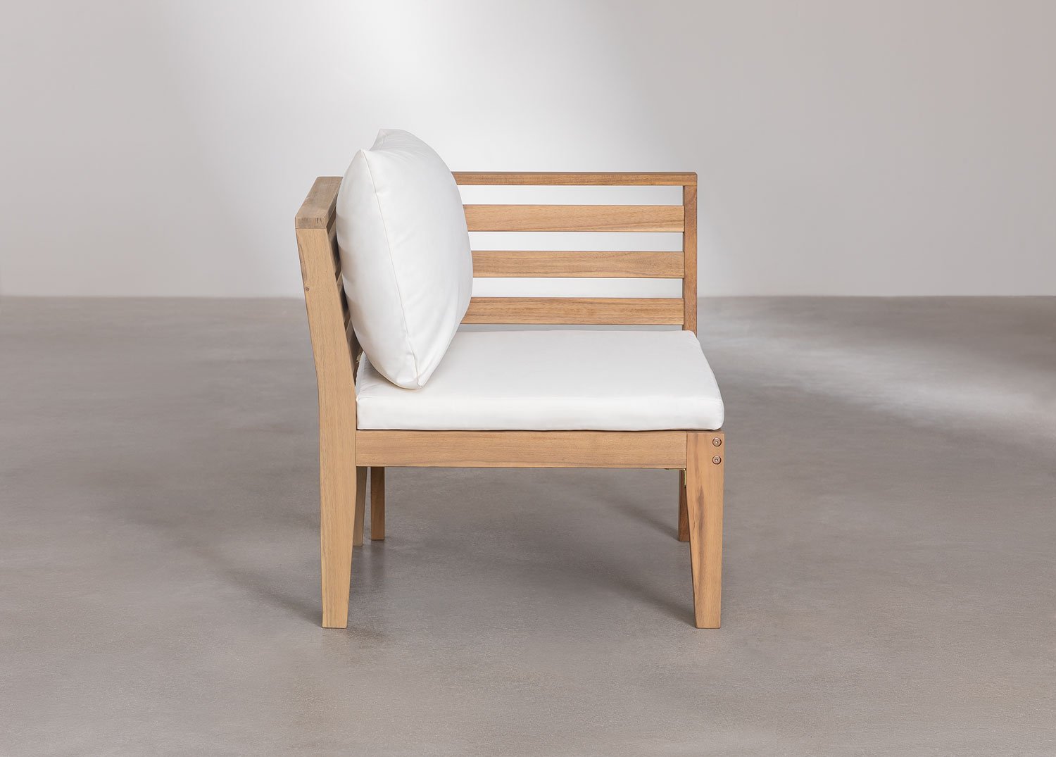 Módulo esquinero derecho para sofá modular de jardín en madera de acacia Filips, imagen de galer&iacute;a 3