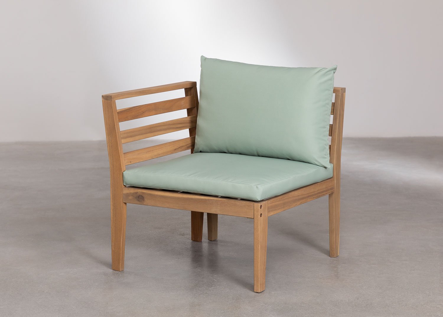 Módulo esquinero izquierdo para sofá modular de jardín en madera de acacia Filips, imagen de galer&iacute;a 2