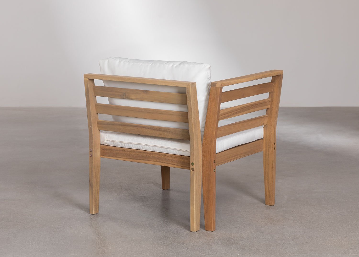 Módulo esquinero izquierdo para sofá modular de jardín en madera de acacia Filips, imagen de galería 4