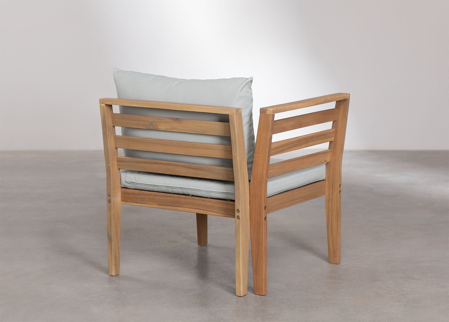 Módulo esquinero izquierdo para sofá modular de jardín en madera de acacia Filips, imagen de galer&iacute;a 4