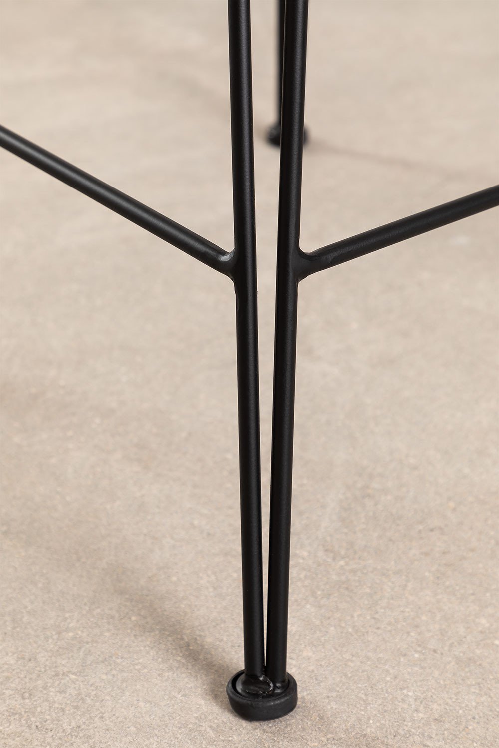 Pack de 2 taburetes altos de jardín 65 cm en ratán sintético y hierro negro Eska, imagen de galer&iacute;a 5