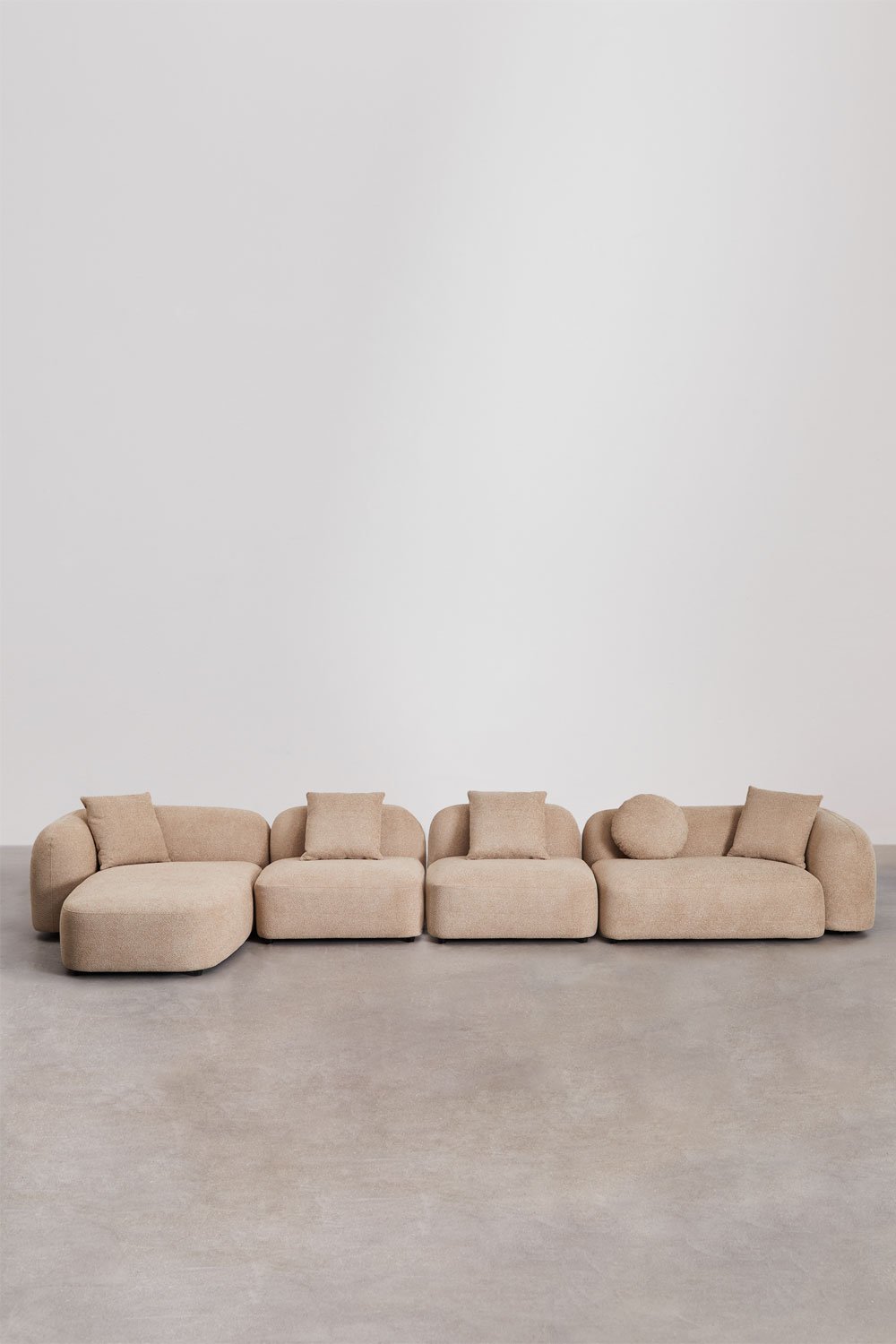 Sofá modular chaise longue izquierdo de 4 piezas en chenilla Coco, imagen de galería 1