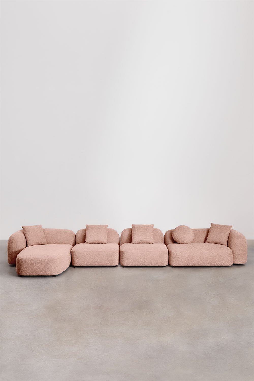 Sofá modular chaise longue izquierdo de 4 piezas en chenilla Coco, imagen de galería 1