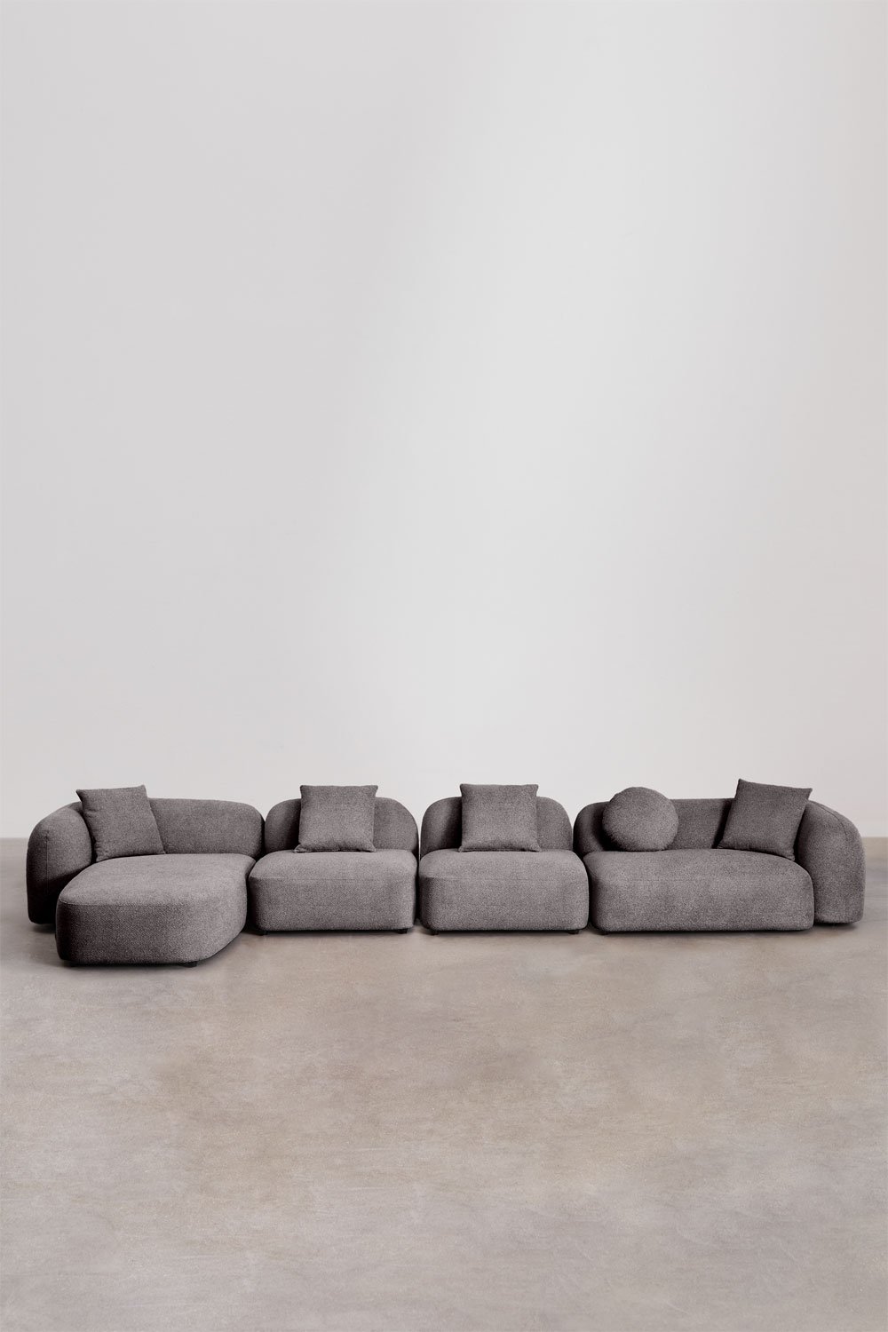 Sofá modular chaise longue izquierdo de 4 piezas en chenilla Coco, imagen de galería 1