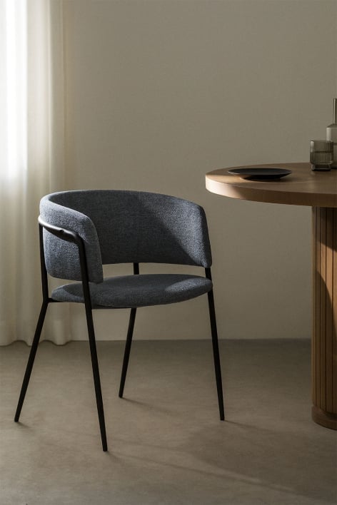 Silla de comedor tapizada Nalon - Tela Gris Grafito