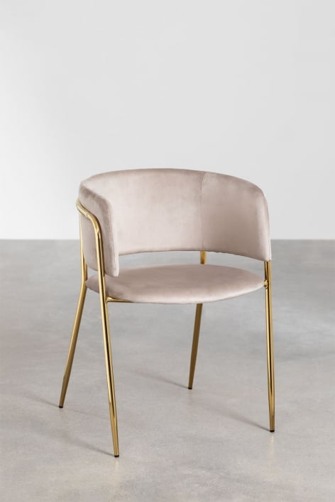Silla de comedor tapizada Nalon - Terciopelo Gris Topo Claro