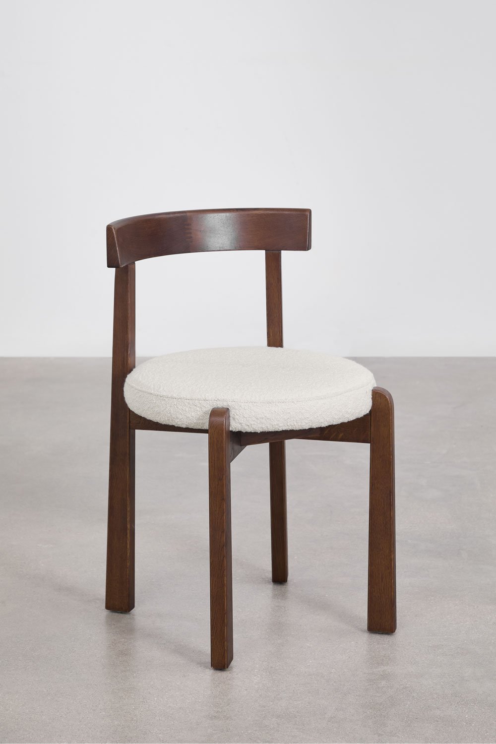 Silla de comedor en madera de roble y tela bouclé Manila, imagen de galería 1