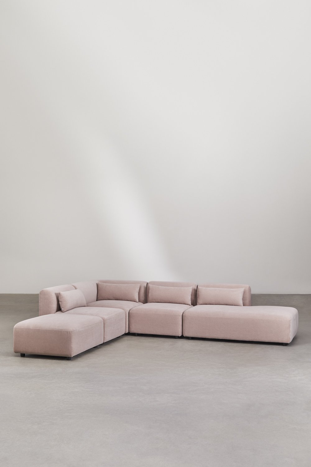 Sofá modular esquinero de 4 piezas con diván derecho y puff Fogler, imagen de galería 1