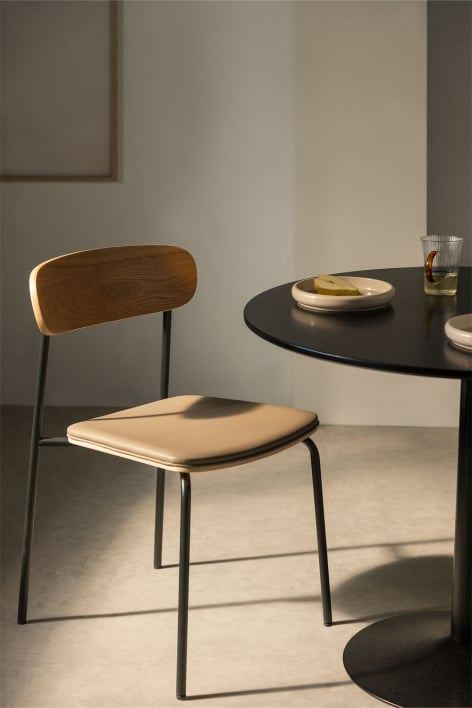 Silla de comedor apilable en hierro y madera Wilpier - Negro