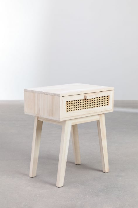 Mesita de noche con cajón en madera Ralik Design