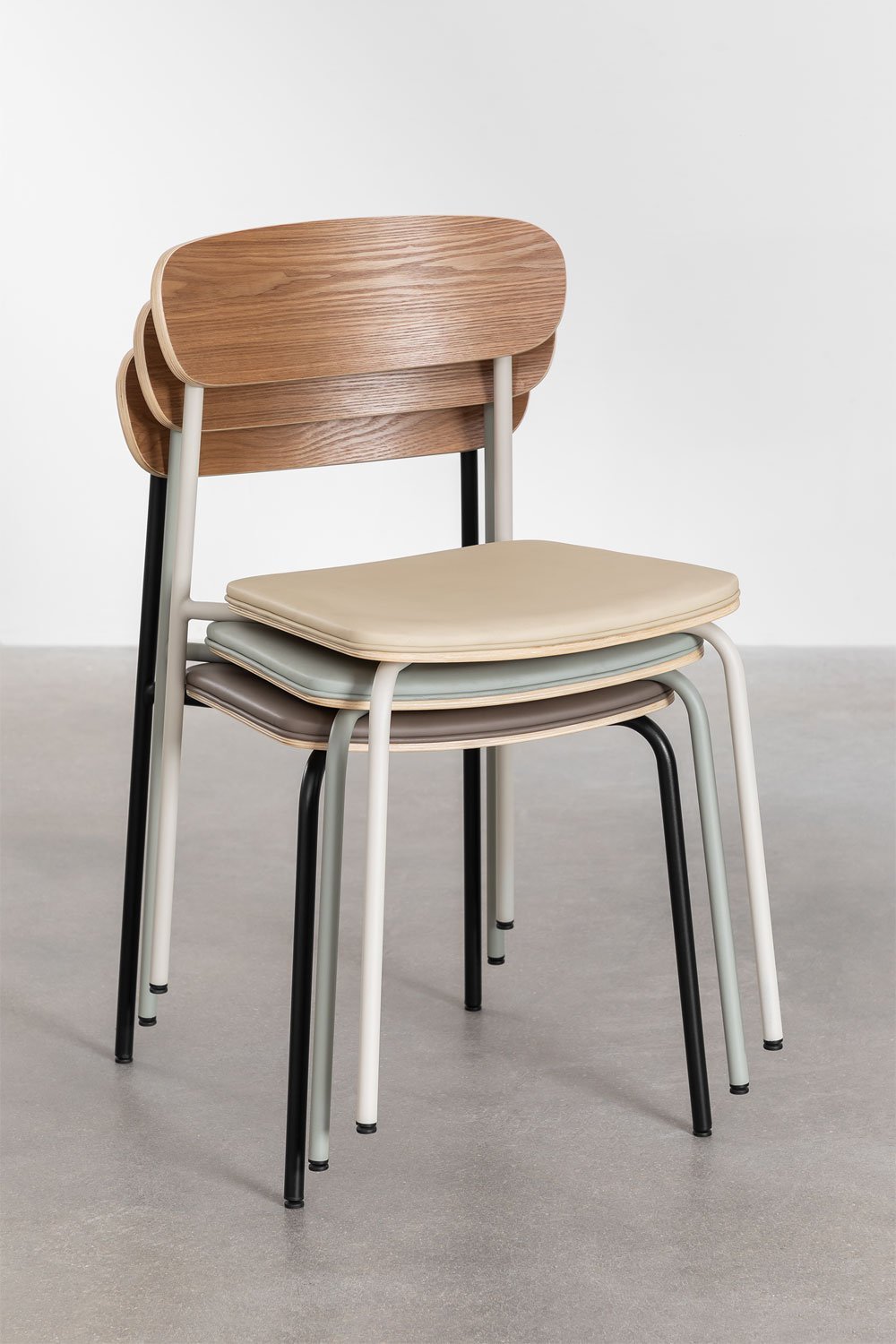 Pack de 2 sillas de comedor apilables en hierro y madera Wilpier, imagen de galería 9