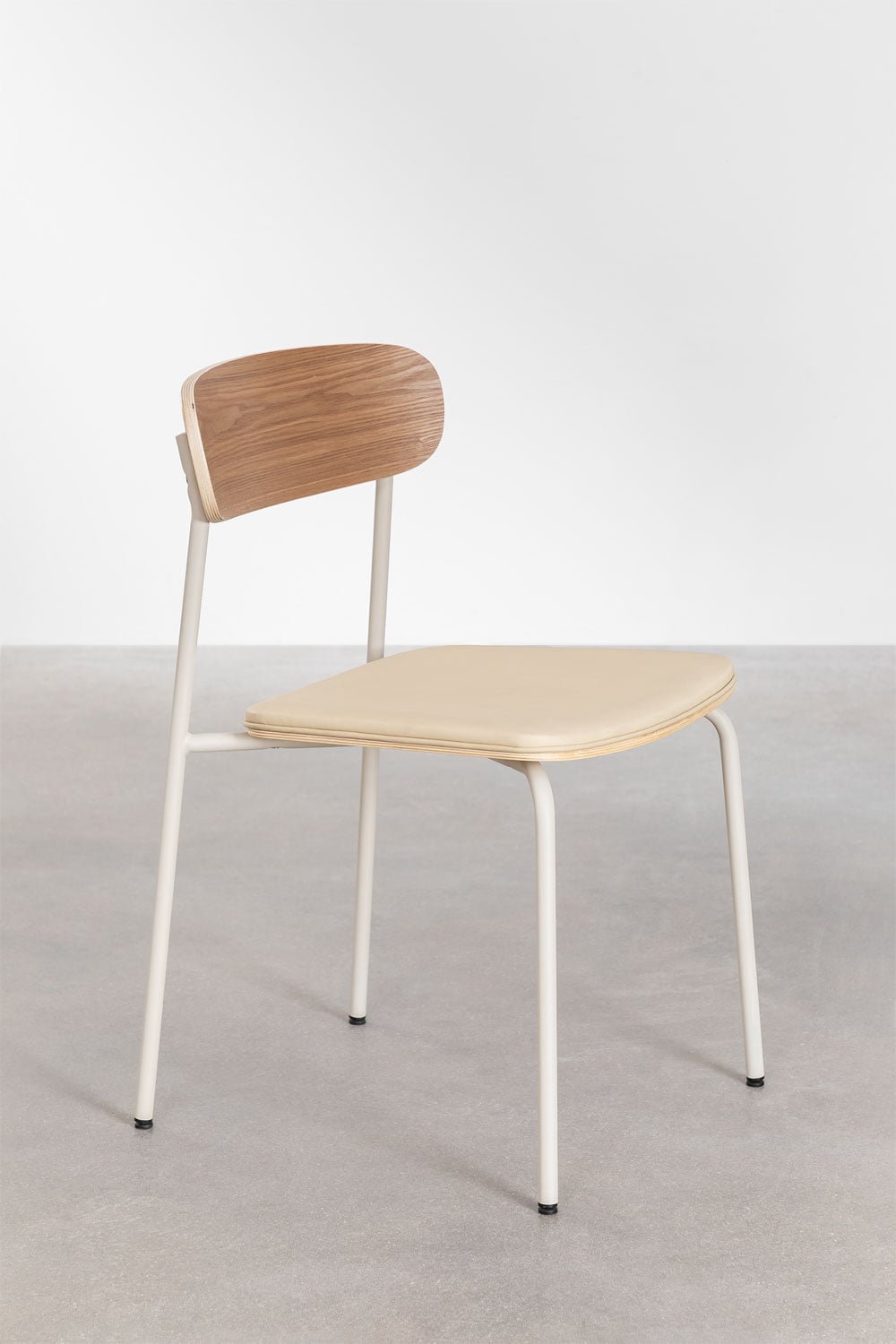 Pack de 4 sillas de comedor apilables en hierro y madera Wilpier, imagen de galer&iacute;a 4