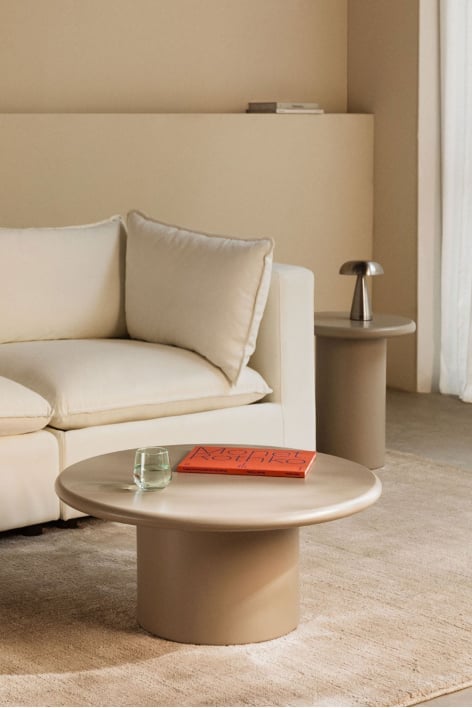 Mesa de centro redonda en MDF (Ø80 cm) Rodeo - Beige Tapioca