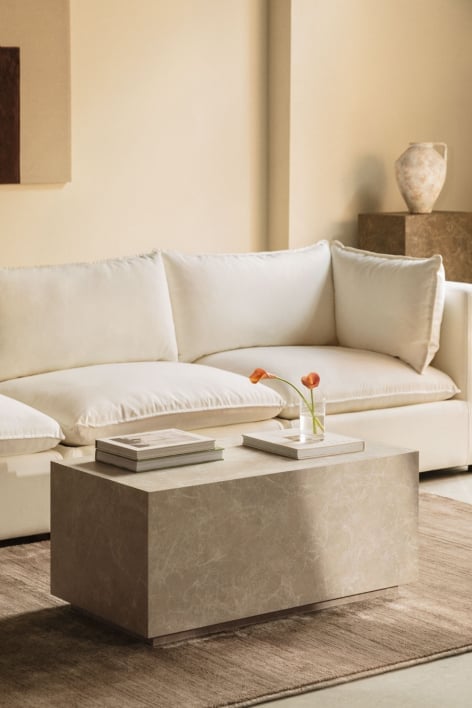 Mesa de centro rectangular 90x50 cm en MDF Aria - Look Mármol Blanco