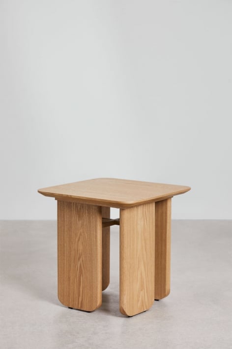 Mesa de centro cuadrada 50x50 cm en MDF y chapa de fresno Ginger